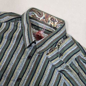 Robert Graham Large Mulitcolor Button Up Flip Cuff 100% Cotton Classic Preppy‎